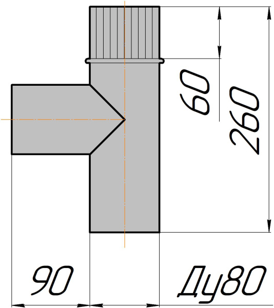 Тройник притока 90° Ду80