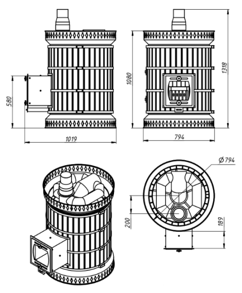 Печь банная «РУССКАЯ БАНЯ» в кирпичной облицовке